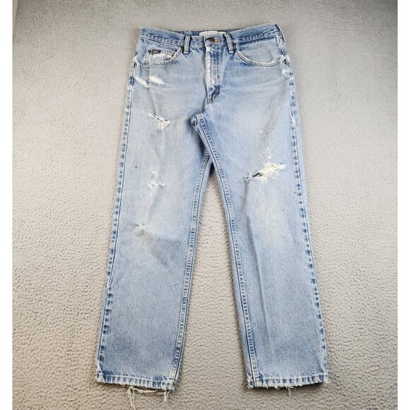 Lee Other - Mens 34x30 Blue VTG LEE Jeans GREAT FADE Wallet Wear Light Wash Grunge Workwear
